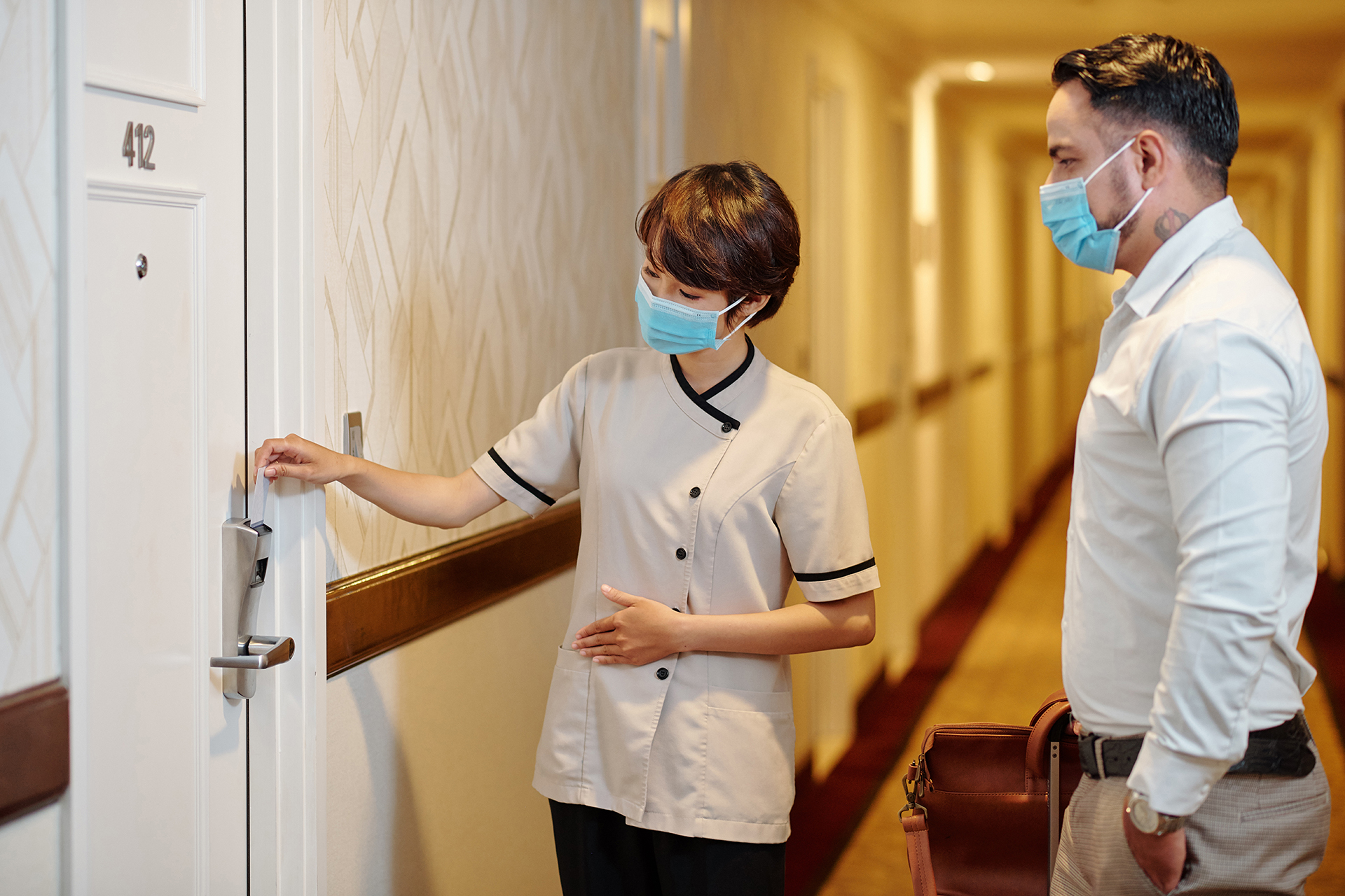 Opening door for guest