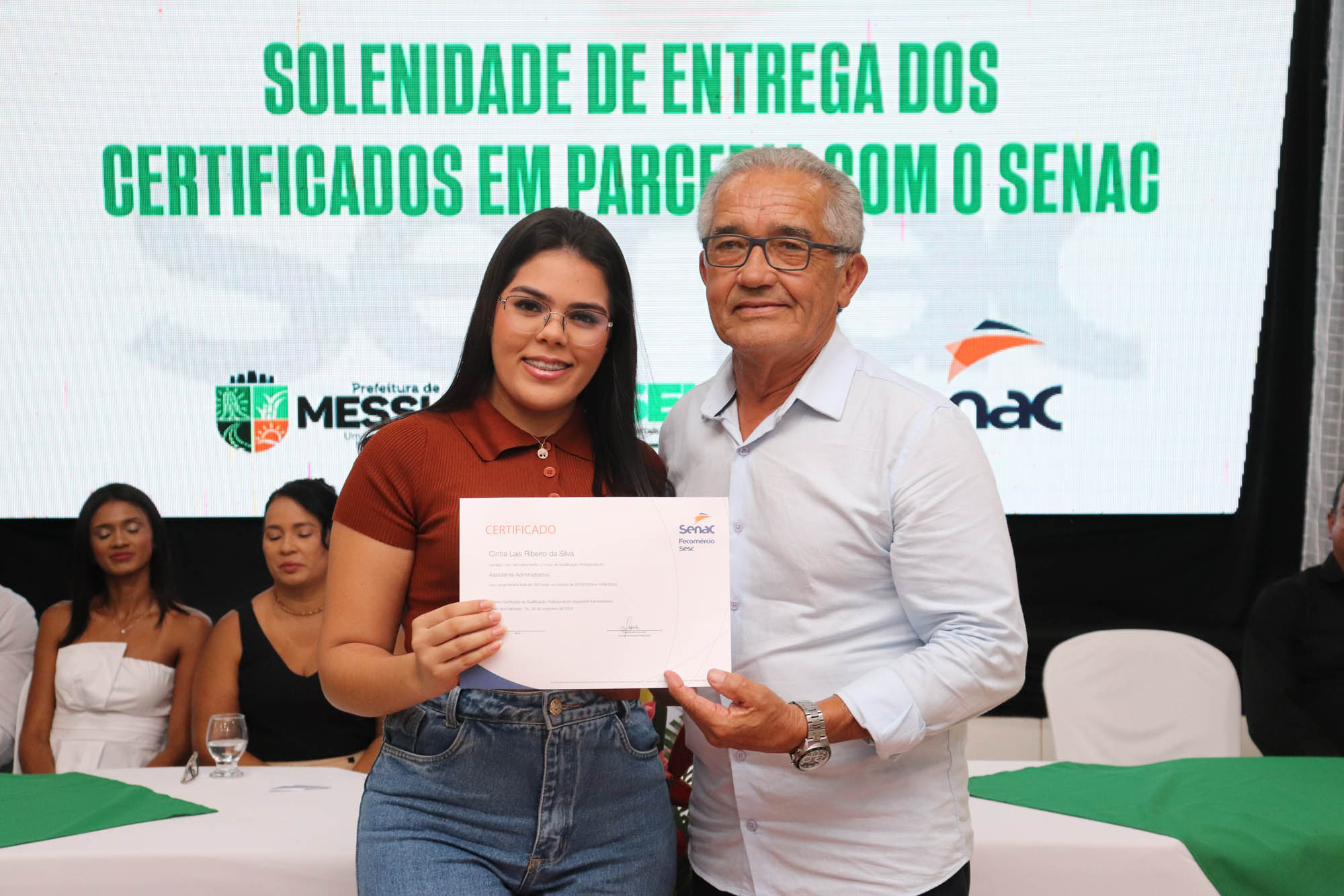 Mais de 100 alunos recebem certificados de cursos profissionais pelo Senac Alagoas e pela Prefeitura de Messias